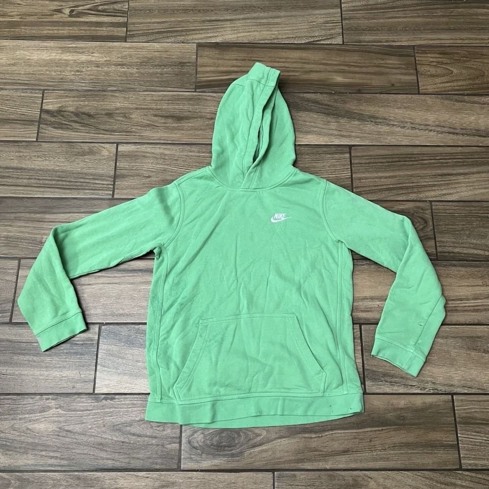 Nike Youth XL Green Pullover Hoodie Kids Fleece Sweatshirt Swoosh Logo